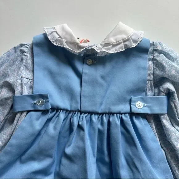 Vintage Peter Pan Collar Dress with Apron Duck Rabbit Cat Floral Print Size 18M - Picture 6 of 10